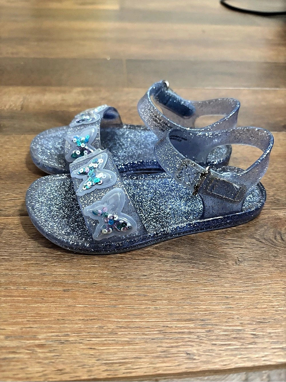 Cat & Jack Girls Glitter Butterfly Sandals in Blue size 9